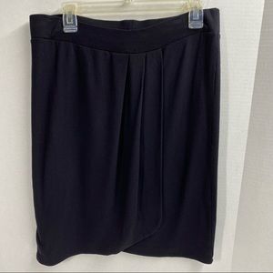 CAbi Black Faux Wrap Skirt Size Medium pull on elastic waist rayon spandex knit